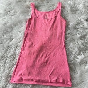 Neon pink tank.